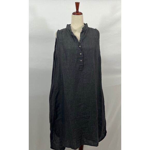 SOUTH STREET LINEN SOST Sz 3 XL 18/20 Charcoal Gray Sleeveless Jane Linen Tunic - Picture 5 of 10